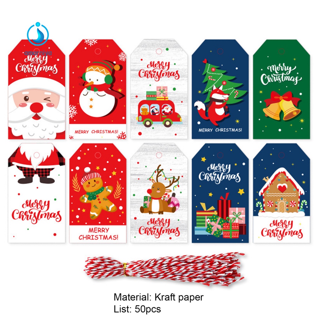 1 Set Thẻ Giấy Kraft Trang Trí Quà Giáng Sinh