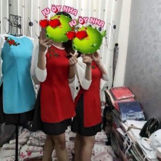Sét cách tân thêu hoa vải cát Hàn