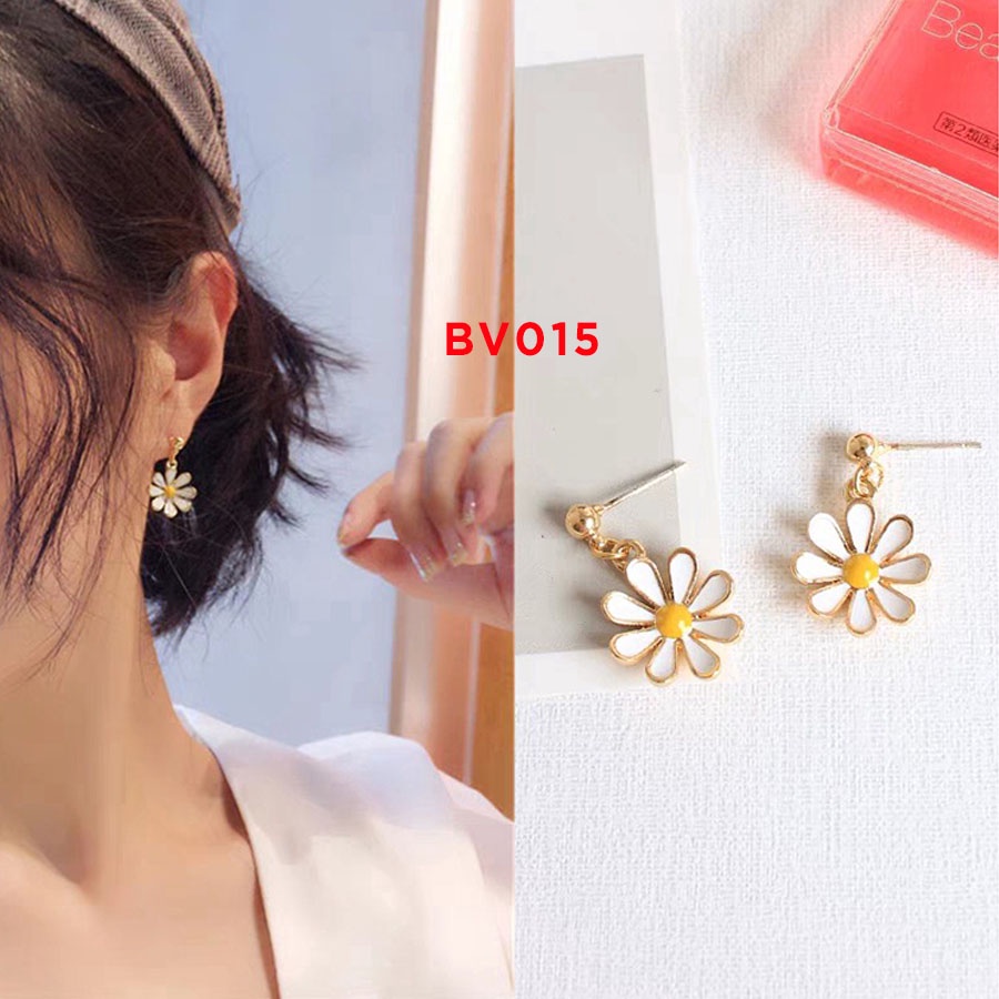 Bông Tai Nữ, Hoa Tai Hình Hoa Cúc Mạ Vàng, Thiết Kế Đơn Giản Sang Trọng, Thanh Lịch