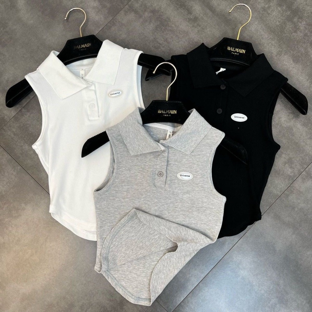 Áo Tank Top Không Tay Cổ Bẻ Cài Một Hàng Nút Thời Trang Mùa Hè Hàng Mới 2023 Dành Cho Bạn Nữ