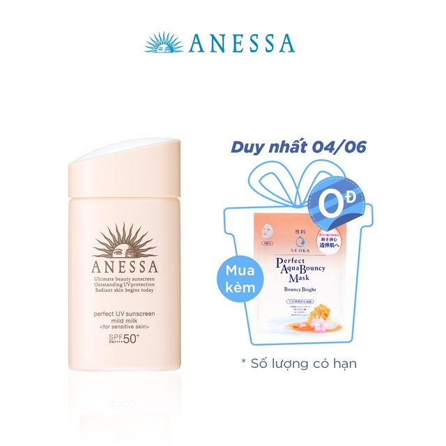 Sữa chống nắng dưỡng da dịu nhẹ cho da nhạy cảm & trẻ em Anessa Perfect UV Sunscreen Mild Milk 60ml_16204