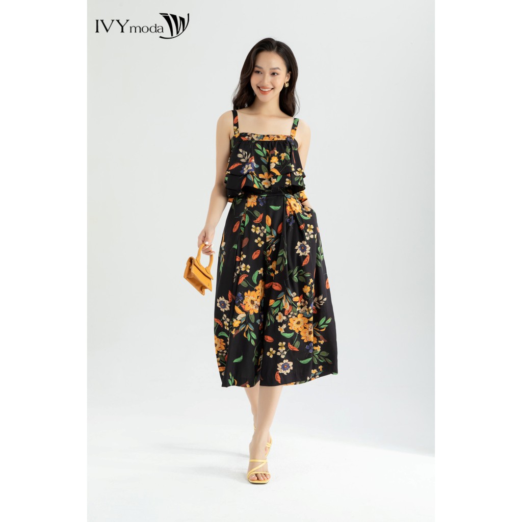 [NHẬP WABRTL5 GIẢM 10% TỐI ĐA 50K ĐH 250K ]Jumpsuit họa tiết 2 dây thiết kế IVY moda MS 18M6592