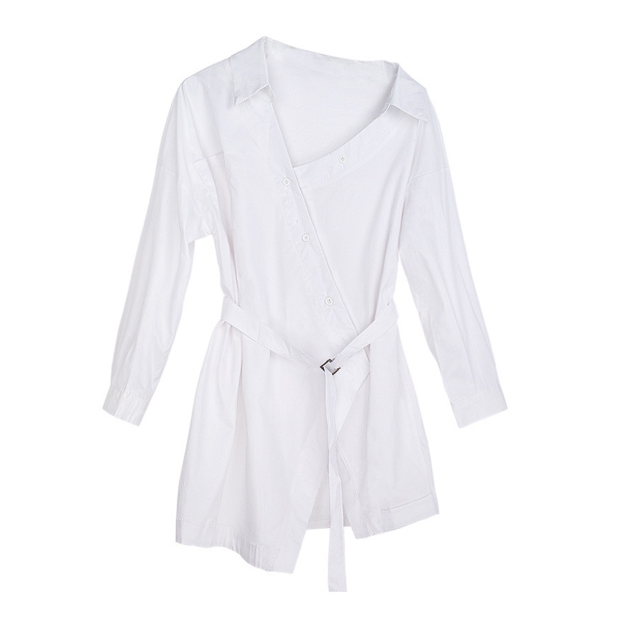 Áo sơ mi kiểu tay dài màu trắng &amp; đen HAF48 Hỉn Hỉn Store