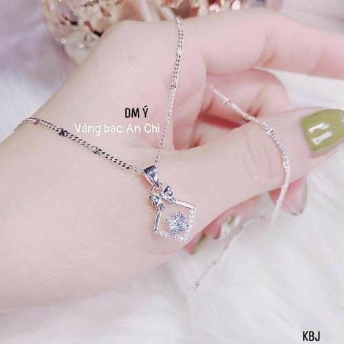 Dây chuyền nữ mặt hoa đá chuẩn bạc ta sáng đẹp, Anchi jewelry