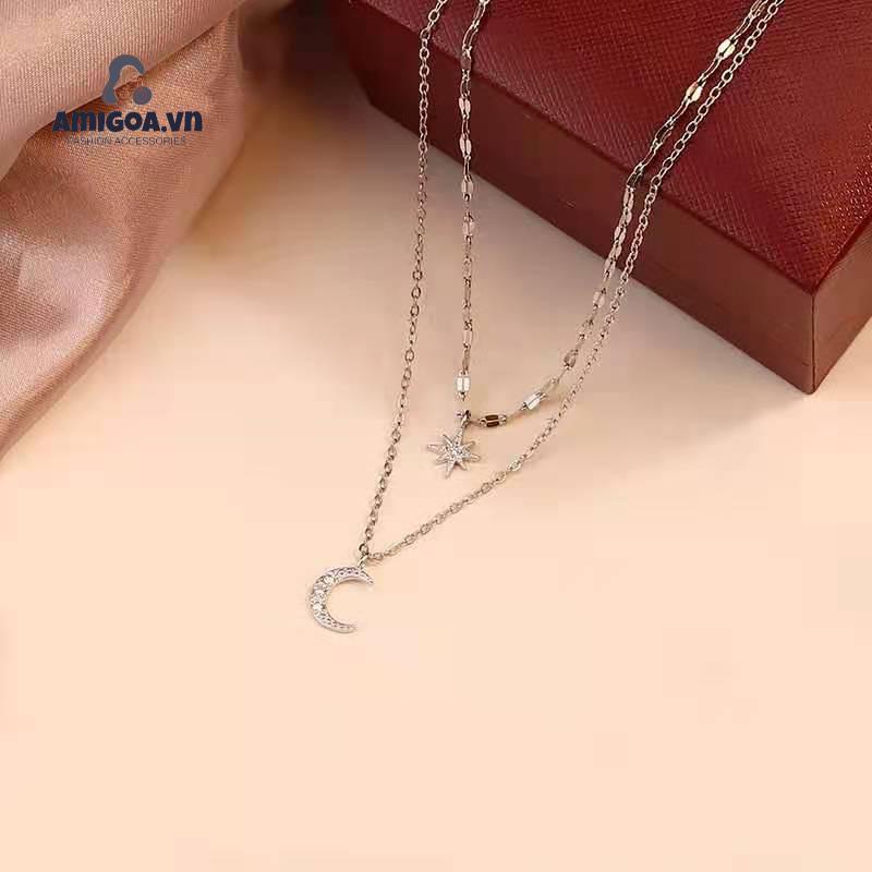 ✨✨Vòng cổ Mặt Trăng Và Ngôi Sao Đính Đá Thời Trang Cho Nữ