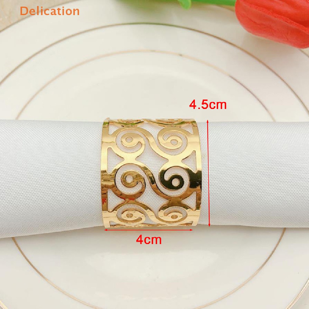 Vòng Nhẫn Giữ Khăn Ăn Khoét Lỗ Tròn Màu Vàng Dùng Trang Trí Bàn Ăn / Tiệc Cưới