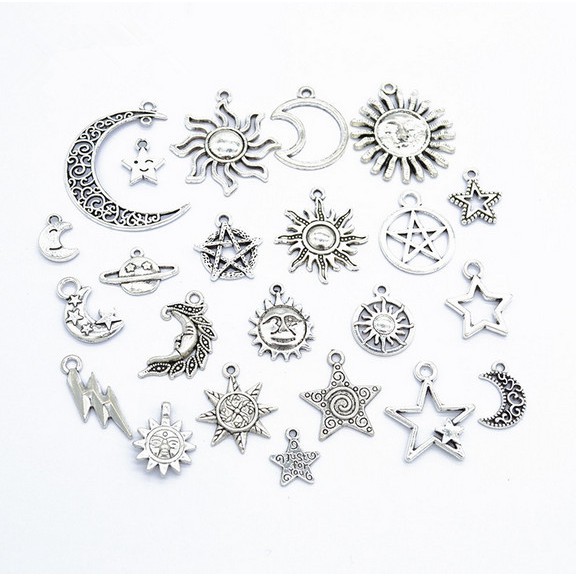 Set 23 Mặt Dây Chuyền Hình Mặt Trăng/Ngôi Sao/Mặt Trời Hỗn Hợp Kim Hỗn Hợp DIY