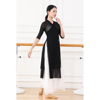 Áo cổ trang dáng dài xẻ