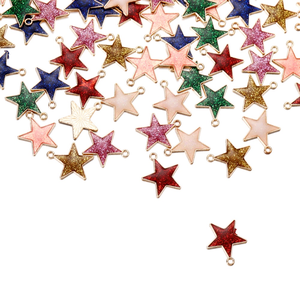 Bộ 10 mặt dây chuyền vòng tay St.kunkka hình ngôi sao nhỏ bằng hợp kim nhiều màu sắc