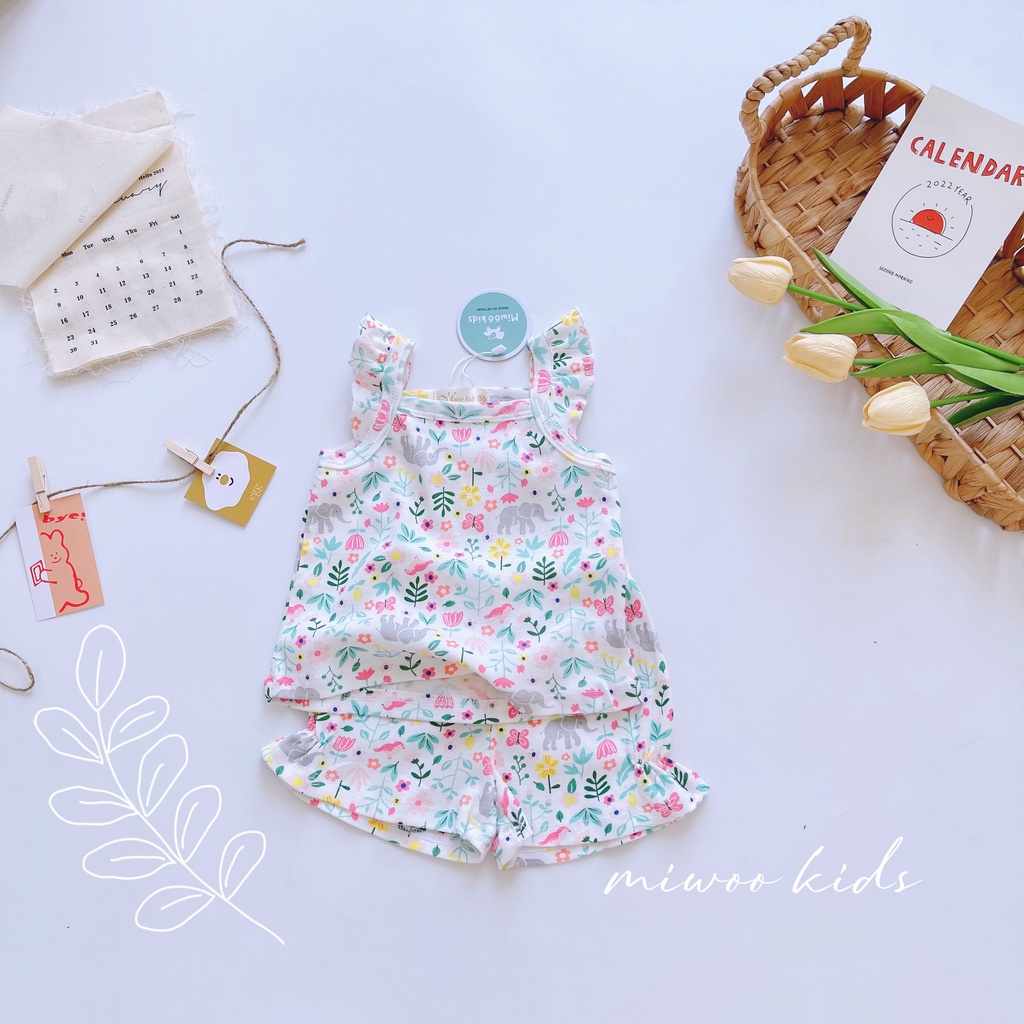 Bộ cánh tiên cotton chính hãng Miwoo mùa hè cho bé gái siêu xinh bảng màu 2