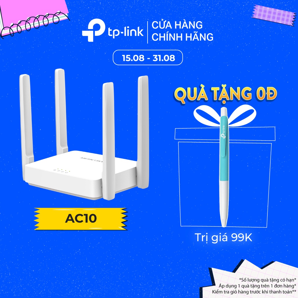 Bộ Phát Wifi Mercusys AC10 Băng Tần Kép Chuẩn AC 1200Mbps