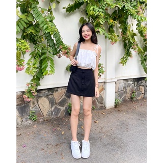 Áo 2 Dây Crop Top Nữ OLARI Dáng Ôm Ngắn Trên Eo OL15