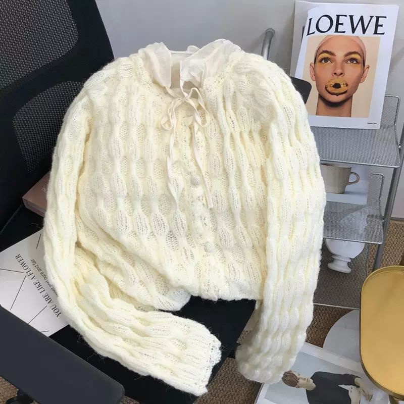 Áo Khoác cardigan Dệt Kim Dáng Rộng Ba Chiều Nhẹ Nhàng Mùa Thu Và Mùa Đông Cho Nữ