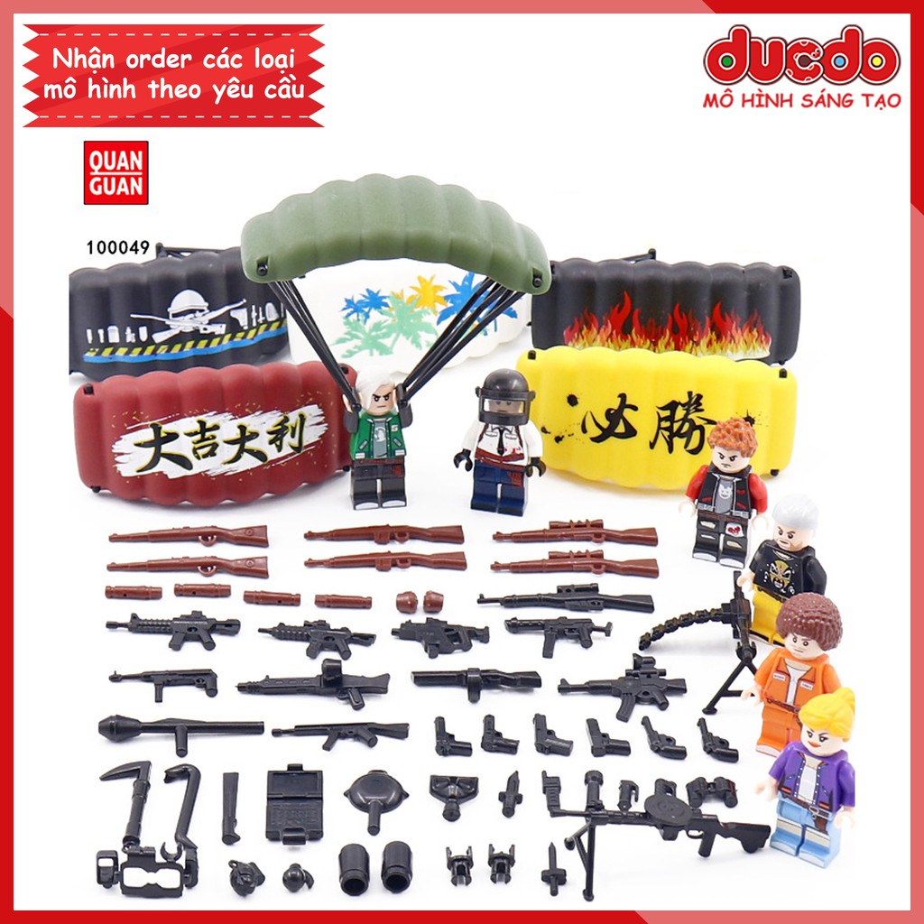 Combo 6 Nhân Vật PUBG Nhảy dù siêu cấp - Đồ chơi Lắp ghép Mini Minifigures Army lính QuanGuan 100049 Mô hình