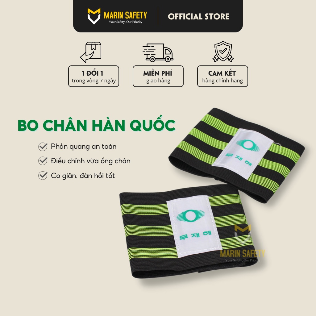 Bo chân Hàn Quốc phản quang, bó ống quần màu xanh lá