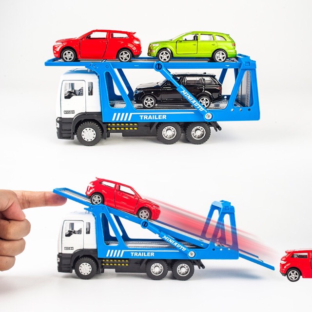 Ảnh thật 2 kiểu  Mô Hình Xe Móoc Kéo Trailer Truck - Xe Tải Cẩu Tow Truck Cứu Hộ Xe Hơi Mini