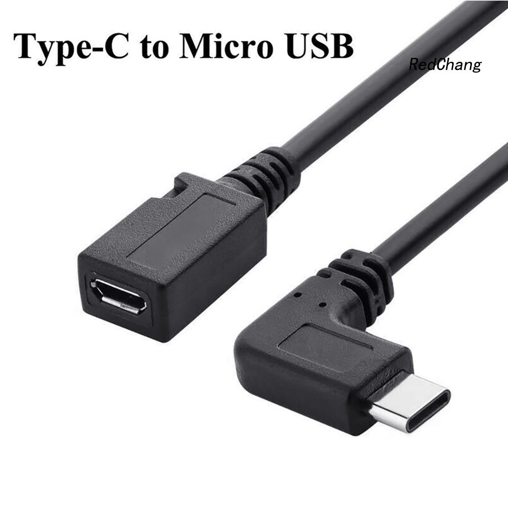 -SPQ- 25cm USB 3.1 Type C Male Left Right Angle to Micro USB 5-Pin Female Sync Cable