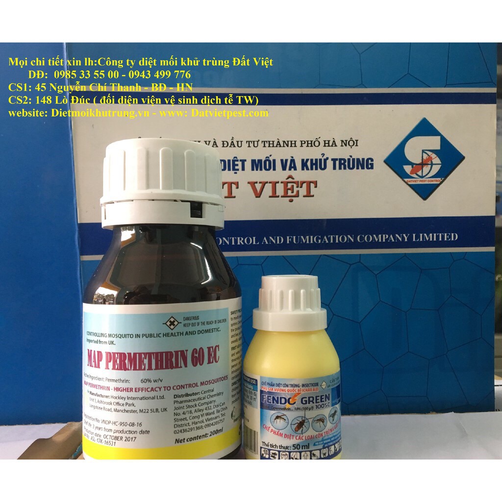 Thuốc diệt muỗi Permethrin 60Ec 200 ml + Fendogreen 100sc 50 ml