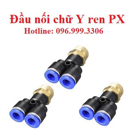 Đầu nối chữ Y ren ngoài khí nén PX đầy đủ kích thước, chính hãng giá sỉ