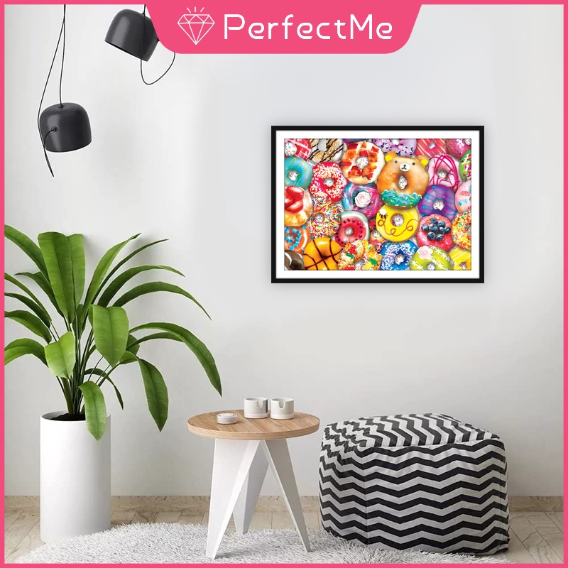 Bộ Tranh Đính Đá Tự Làm Hình Bánh Donut Kích Thước 40X30Cm