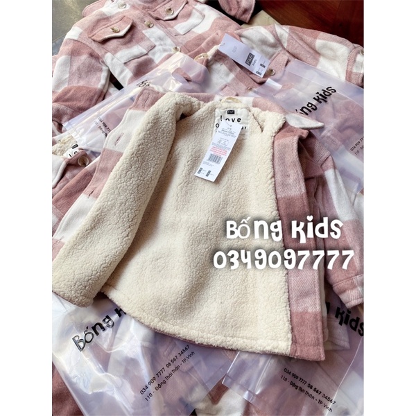 Áo Khoác Dạ Overshirt Bé Gái Lót Cừu Hồng Đất F&amp;F