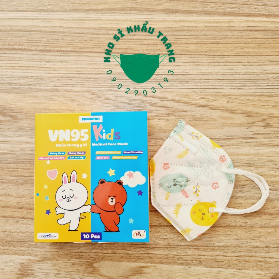 Khẩu trang N95 kids FAMAPRO hộp 10 cái