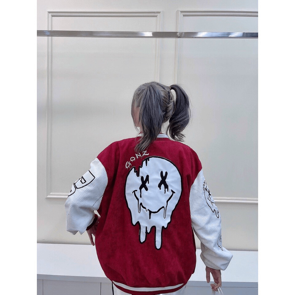 Áo Khoác Bomber Nhung Gân Nam Nữ 2 Lớp Thêu GONZ Cực Ngầu Cá Tính - CLITUS FASHION