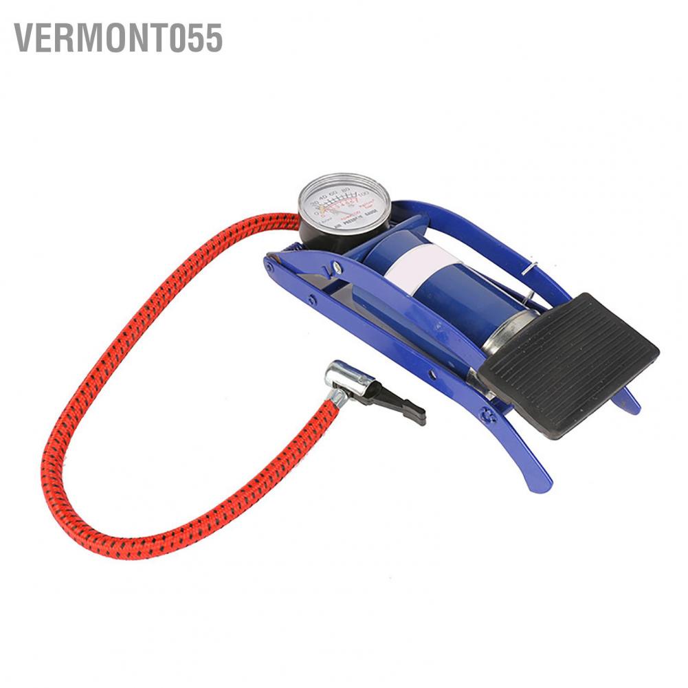 Vermont055 Step On Air Pump Floor Foot Single Cylinder with Pressure Gauge for Tires Balls Rubber Boats Airbeds Blue