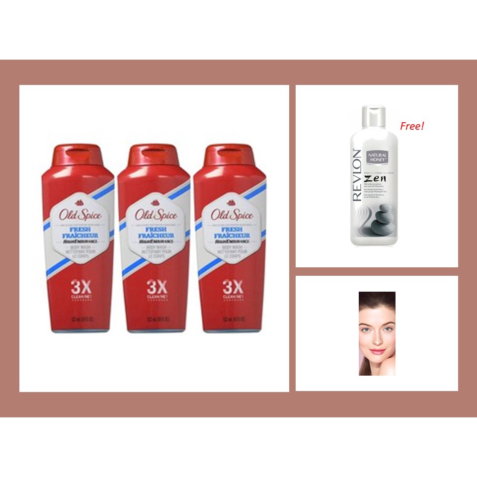 Combo 3 chai Sữa Tắm Old Spice Fresh 3X Clean/Net (532ml) + Free 1 chai sữa tắm Revlon