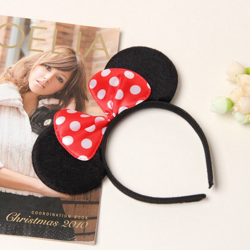 DISNEY Băng Đô Tai Chuột Mickey / Minnie Màu Đen Đáng Yêu Cho Bé