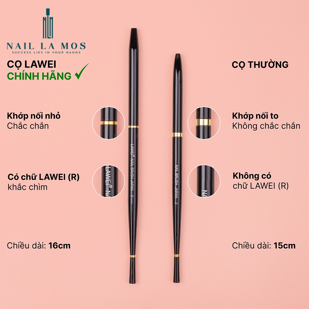 Set 10 cọ nail Lawei chính hãng - Cọ vẽ móng chuyên dụng