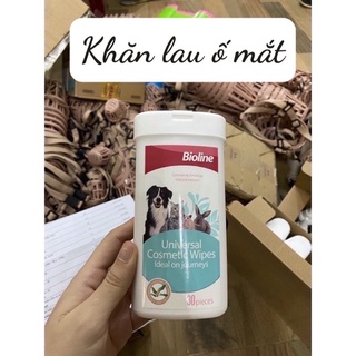 Khăn lau ố mắt Bioline dùng cho chó mèo hay chảy nước mắt