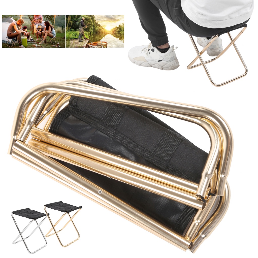 [Hàng Sẵn] Ghế gấp gọn mini di động Hợp kim nhôm ngoài trời câu cá Cắm trại【Southdakota051】
