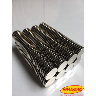 Bộ 50 viên phi tròn 20x2mm nam châm đất hiếm NdFeB, nam châm trắng tròn dẹt, nam châm ví da