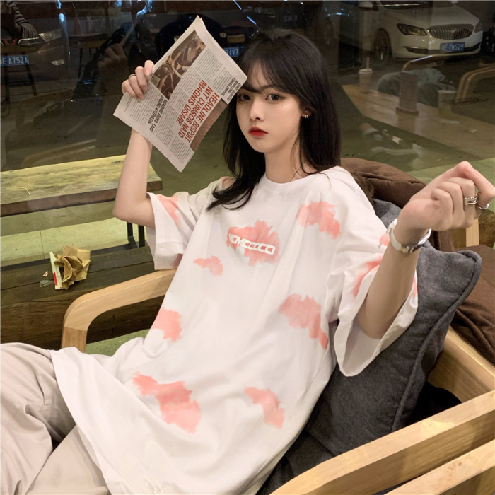 Áo thun tay ngắn dáng rộng thời trang phong cách Hàn Quốc dành cho nữ