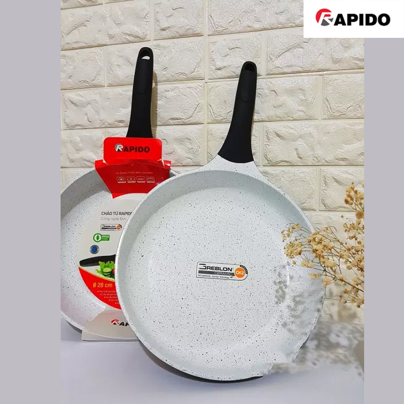 Rapido - Chảo từ chống dính Rapido 28cm đáy phẳng - Men gốm Ceramic chống dính Đức - Hàng chính hãng