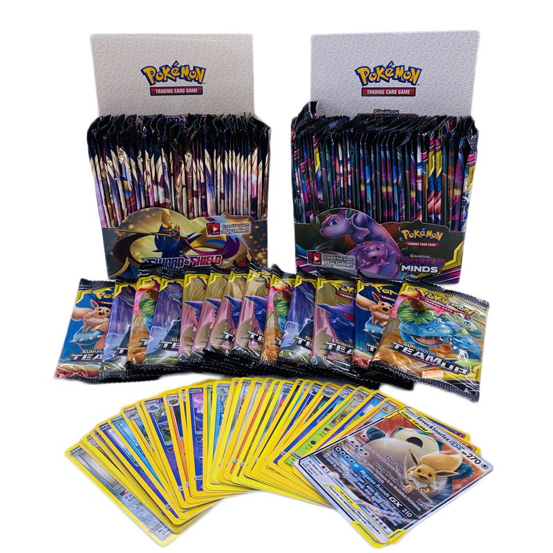 324pcs Pokemones cards Sun &amp; Moon GX Team Up Unbroken Bond Unified Minds Evolutions Booster BoxTrading Cards