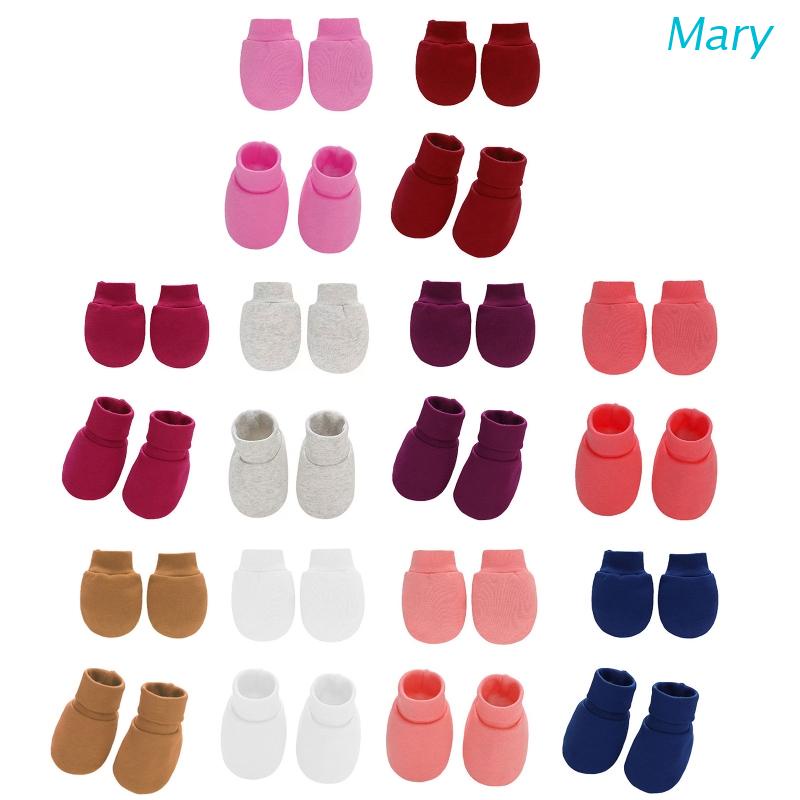 Bộ Găng Tay Và Vớ Bao Chân Bằng Cotton Mềm Mại Chống Trầy Xước Cho Em Bé Sơ Sinh