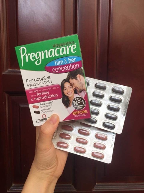 [Mã 253FMCGSALE giảm 100k đơn 500k] Viên thụ thai Pregnacare Him &amp; Her Uk 60 viên