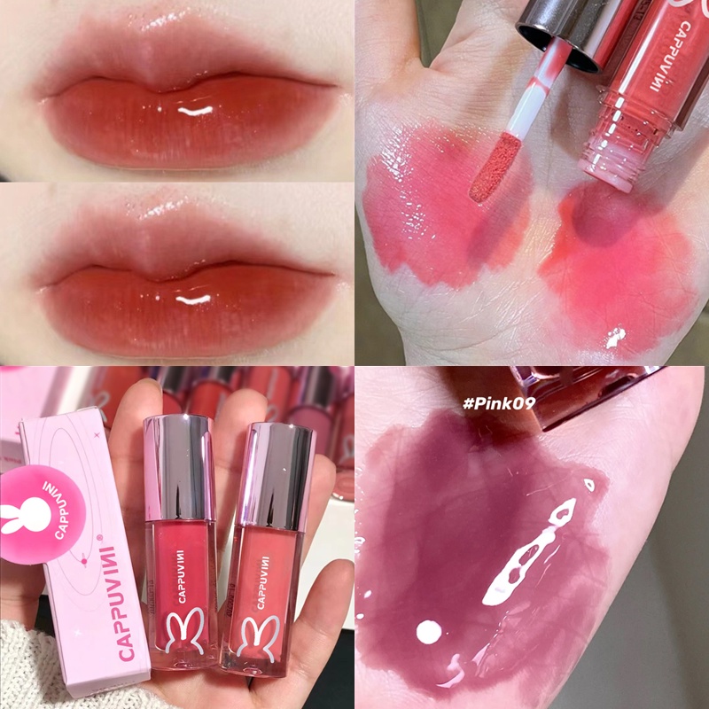 Son Bóng CAPPUVINI 3D Màu Nude Nhạt Mềm Mượt Nuôi Dưỡng Môi Chống Thấm Nước