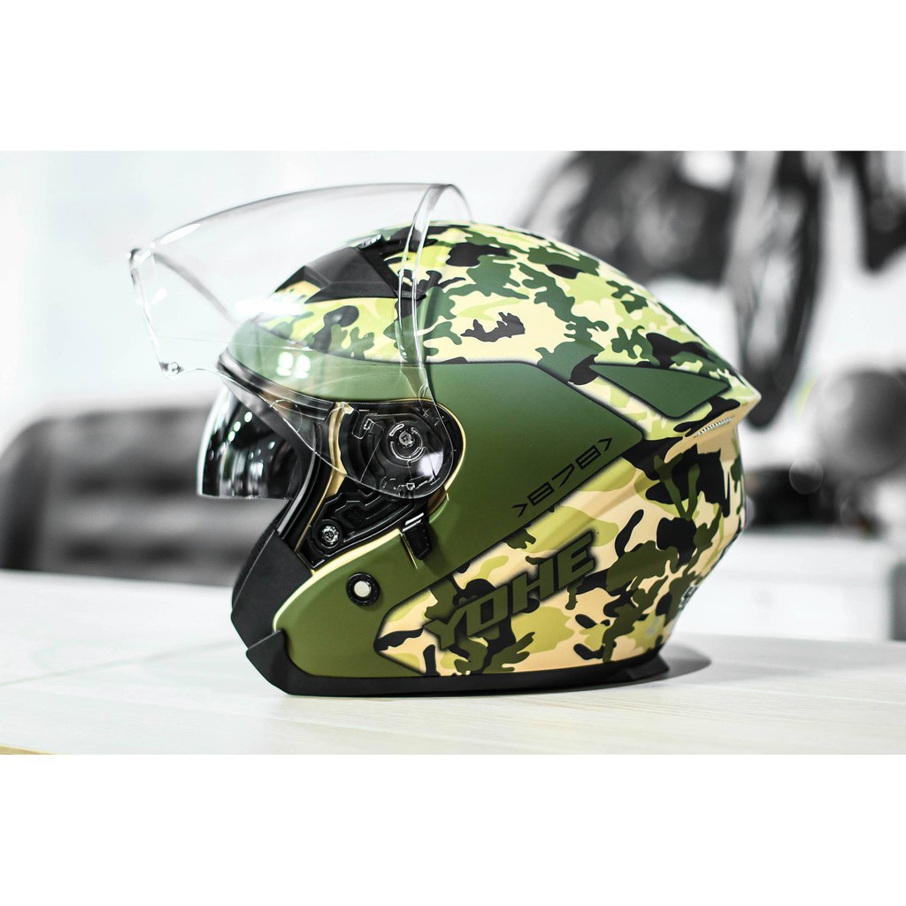 [CHÍNH HÃNG] MŨ BẢO HIỂM 3/4 2 KÍNH YOHE 878 MÀU CAMO