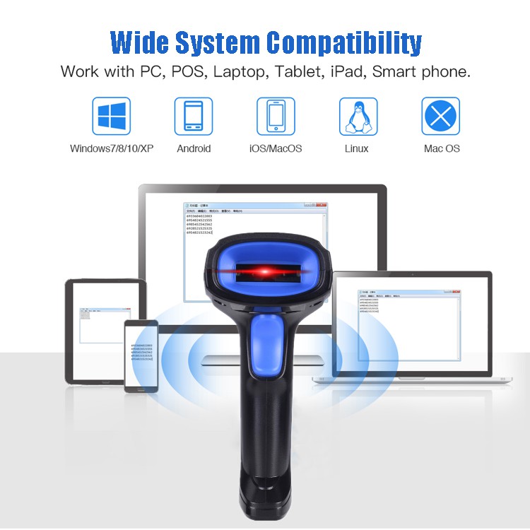 Máy quét mã vạch YHD 1100CB 1D - Đầu đọc mã vạch Barcode kết nối Bluetooth/ 2.4G/ Có dây dùng trên Điện thoại, Máy tính