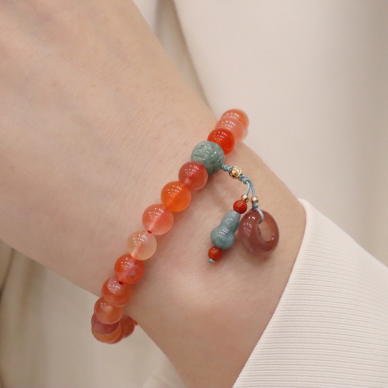 [Hàng Mới Về] Vòng Tay Hạt Mã Não Và Hồ Lô Thiết Kế Niche Thời Trang Mùa Thu Cho Nữ