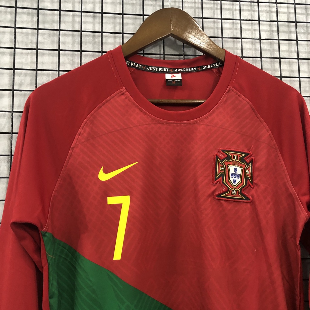 Bộ quần áo đá banh RONALDO tuyển BĐN Bồ Đào Nha đỏ DÀI TAY 2022