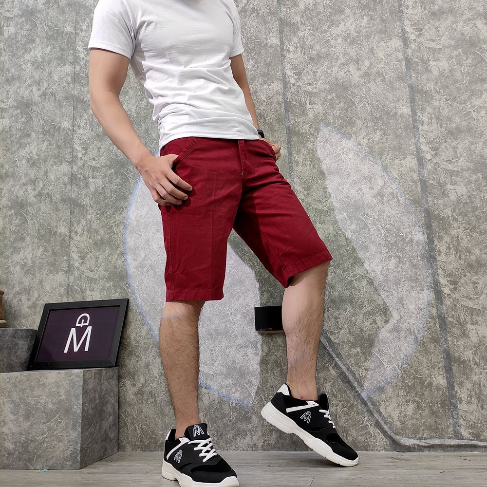 Quần short kaki màu đỏ vải bền đẹp TL131 Shop Thành Long