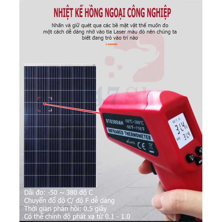 Nhiệt kế hồng ngoại công nghiệp cầm tay DT8380AH