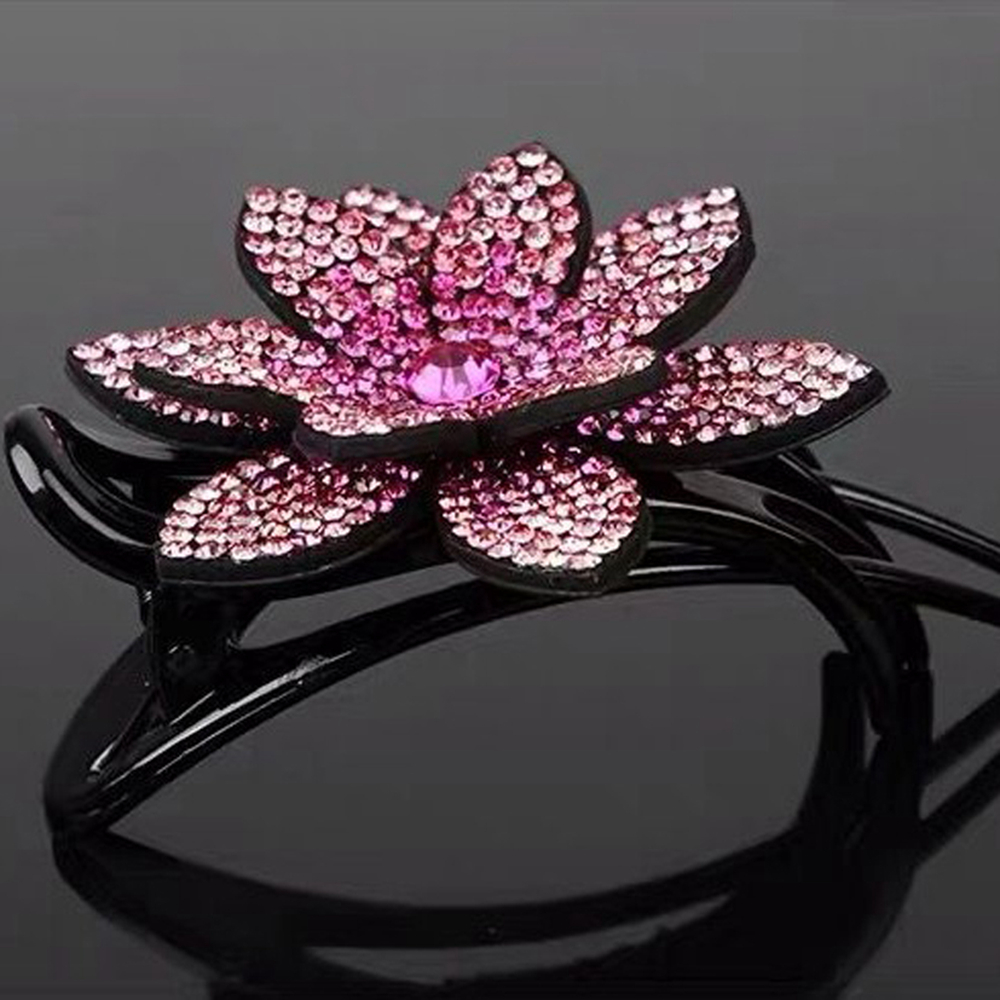 Kẹp Tóc Hình Hoa Xinh Xắn Cho Nữ|Kẹp Tóc Kim Loại Màu Xám/Xanh Dương/Tím Sáng Bóng Linh Hoạt Cho Nữ