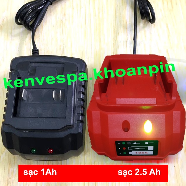 Sạc nhanh 2.5ah và sạc 1Ah sạc máy khoan pin 18v 21v mã 118v mã 198v sạc máy bulong pin 10 cell 15 cell sạc tốt