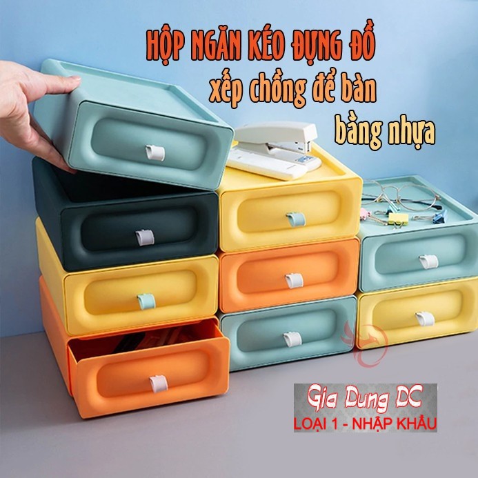 [Cam Kết Loại 1] Hộp nhựa đựng đồ đa năng mini để bàn có ngăn kéo xếp chồng nhỏ gọn dùng trang điểm văn phòng