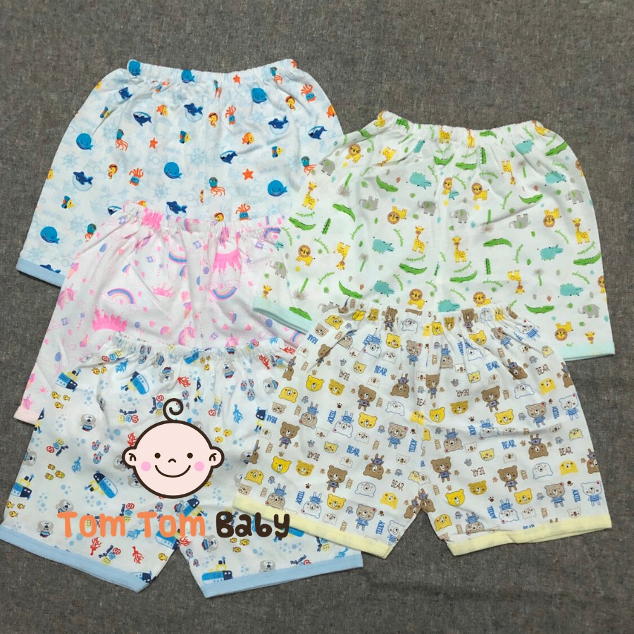 Quần sơ sinh Đùi Họa Tiết JOU - Size 1-3 cho bé sơ sinh-10kg, chất vải cotton 100% mềm, mịn cho bé trai, bé gái